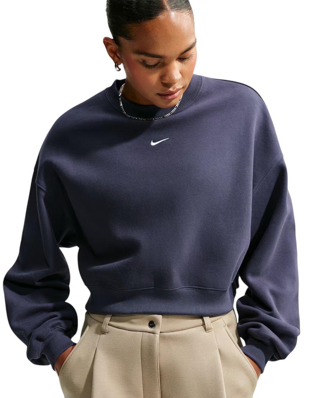 Nike Women's Studio Fleece Medium Weight Oversized Cropped Crewneck - Gridiron - GRIDIRON