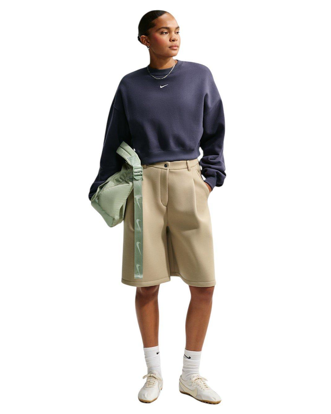 Nike Women's Studio Fleece Medium Weight Oversized Cropped Crewneck - Gridiron - GRIDIRON