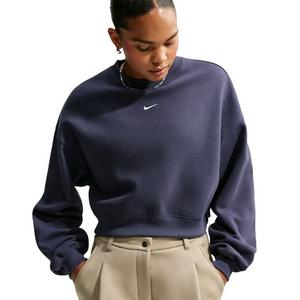 Nike Women's Studio Fleece Medium Weight Oversized Cropped Crewneck - Gridiron - GRIDIRON