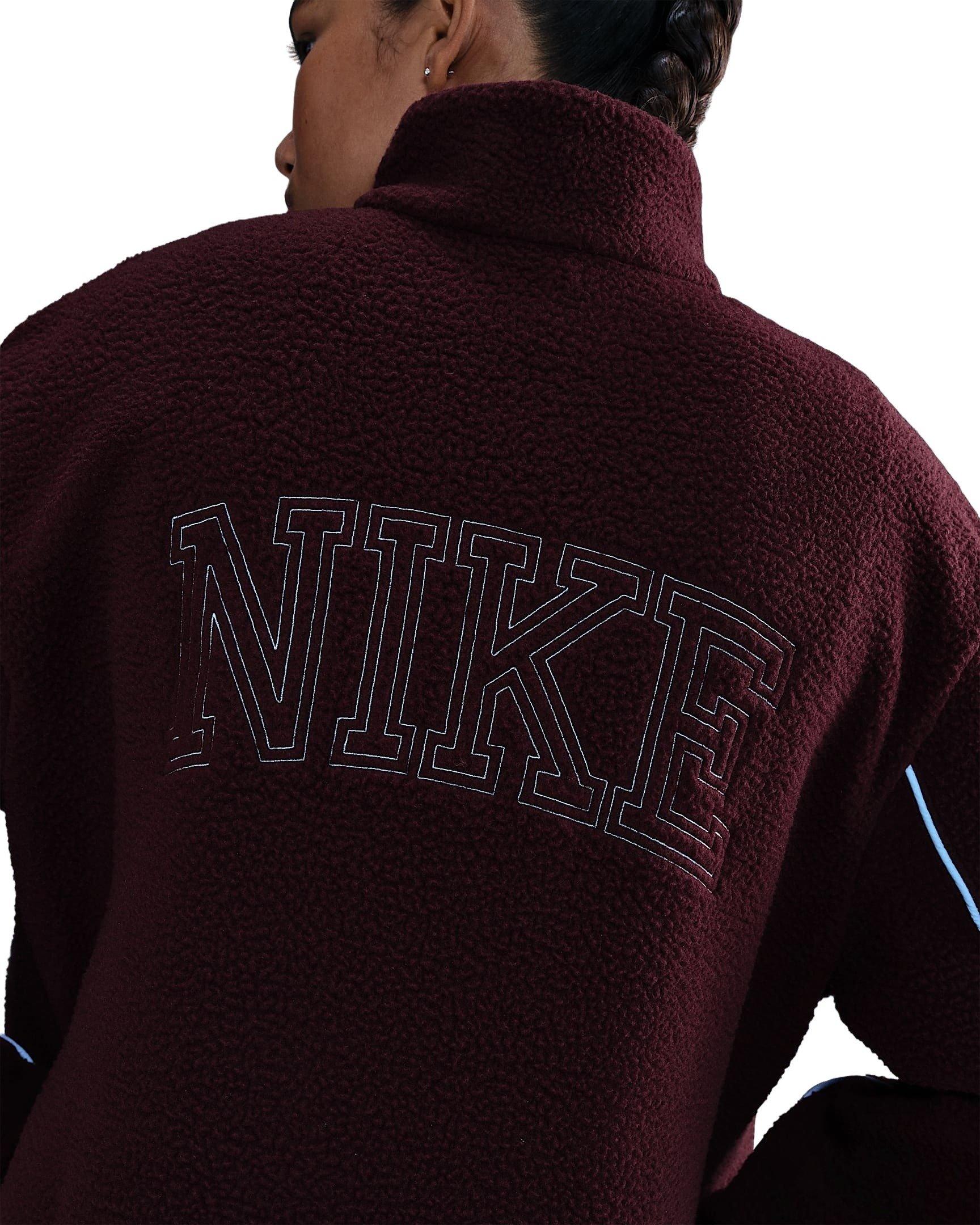 Nike Women's Sportswear Full-Zip High-Pile Fleece Jacket -Burgundy - BURGUNDY Thumbnail View 2
