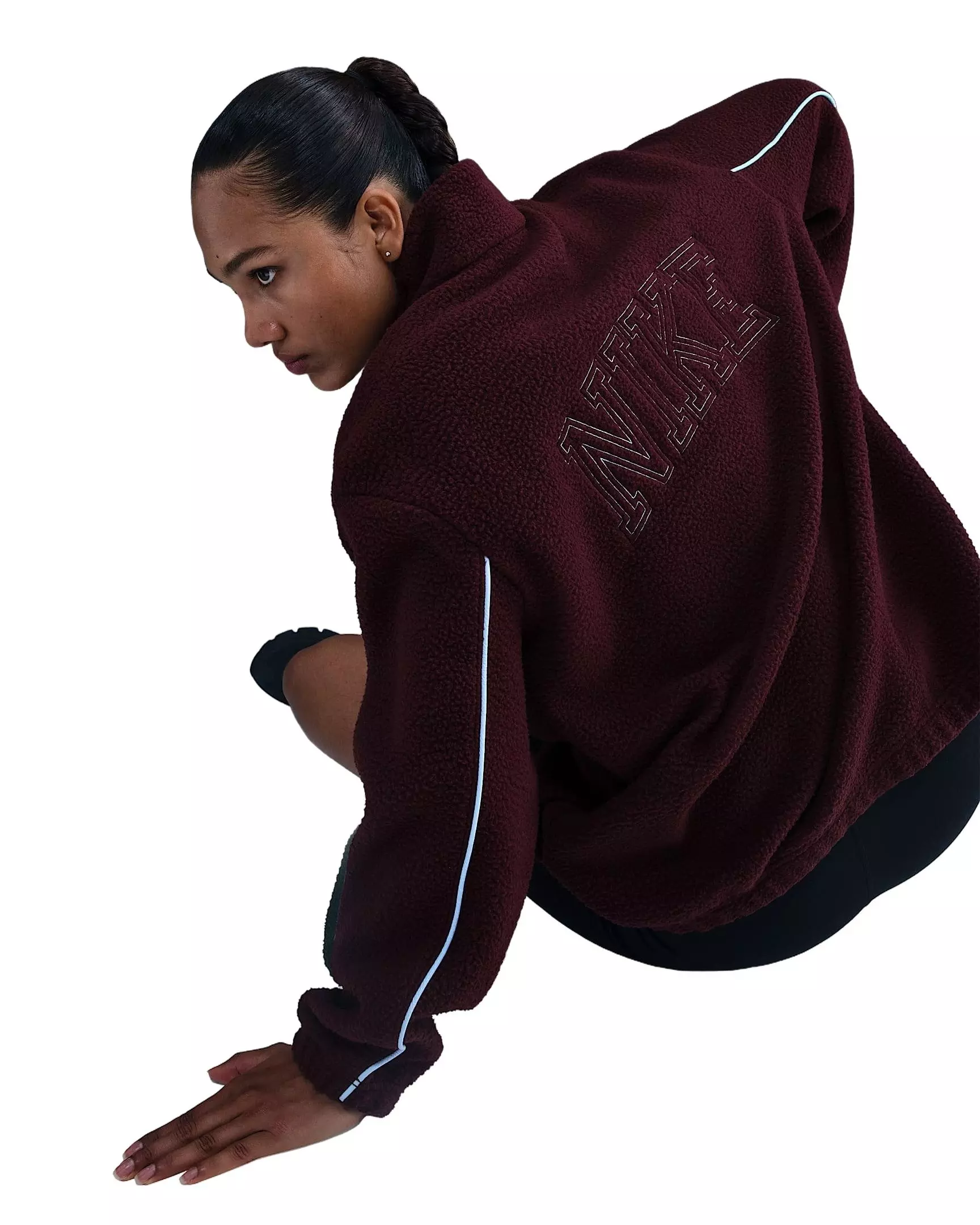 Nike Women's Sportswear Full-Zip High-Pile Fleece Jacket - Burgundy - BURGUNDY