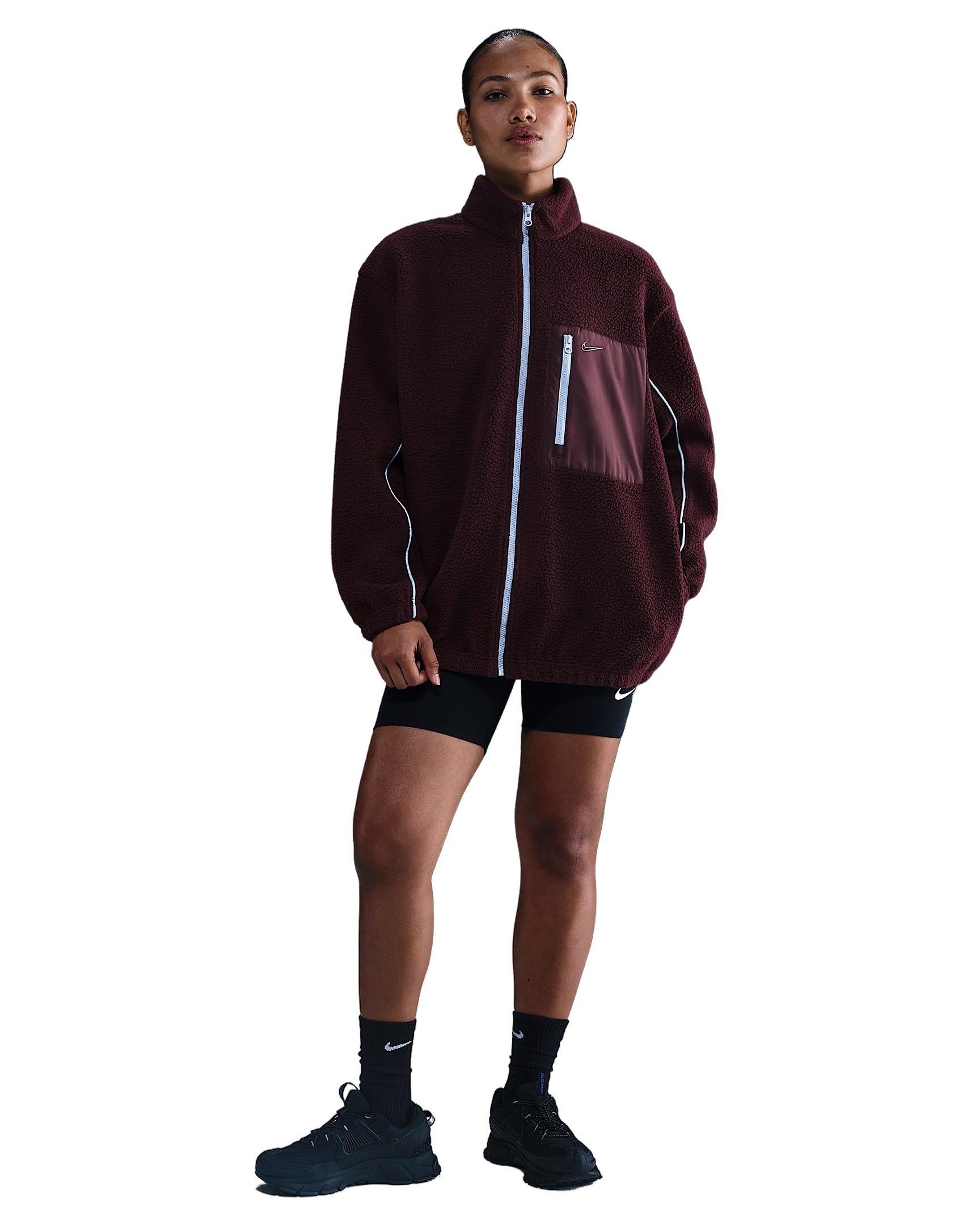 Nike Women's Sportswear Full-Zip High-Pile Fleece Jacket - Burgundy - BURGUNDY Thumbnail View 4