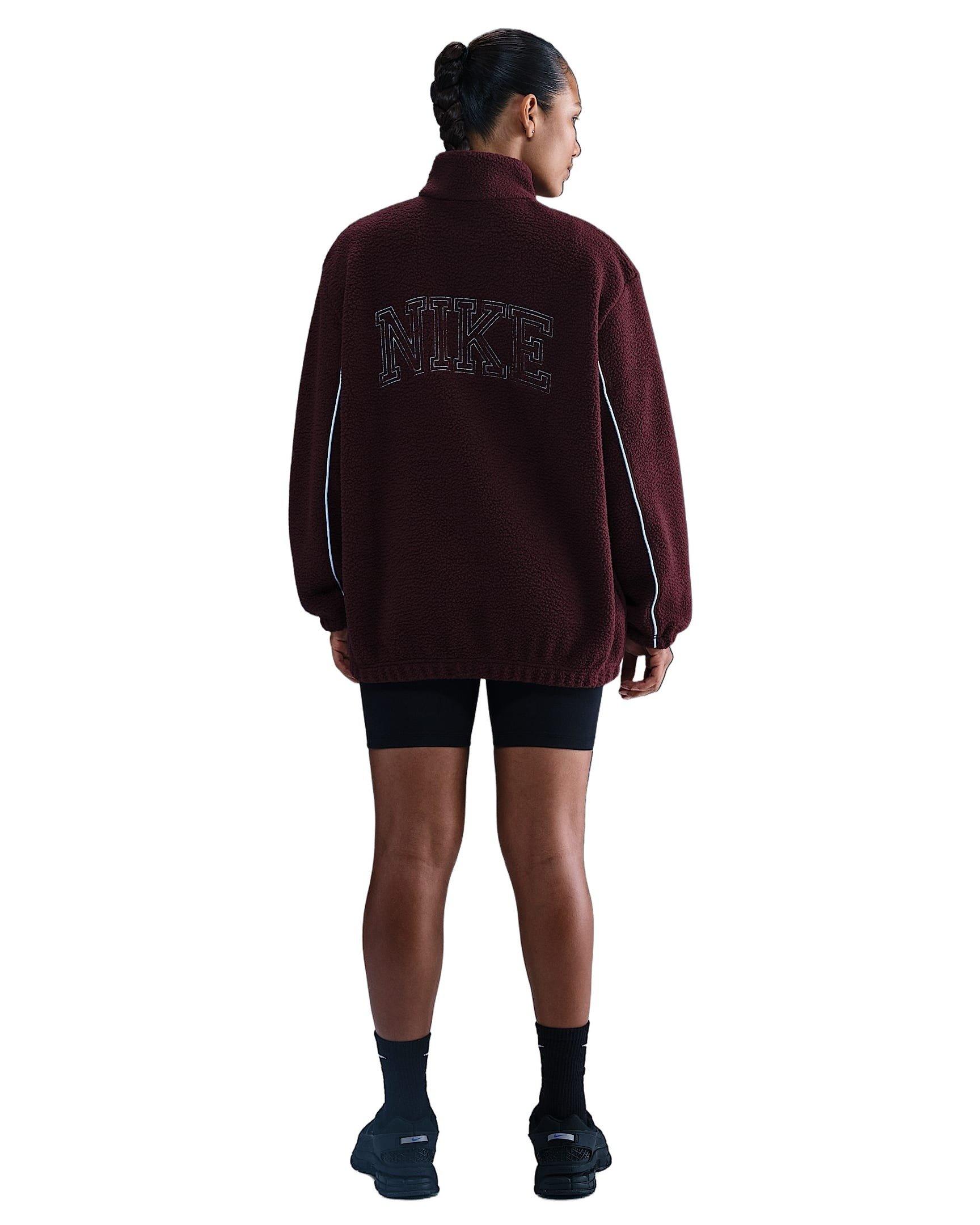 Nike Women's Sportswear Full-Zip High-Pile Fleece Jacket - Burgundy - BURGUNDY Thumbnail View 5