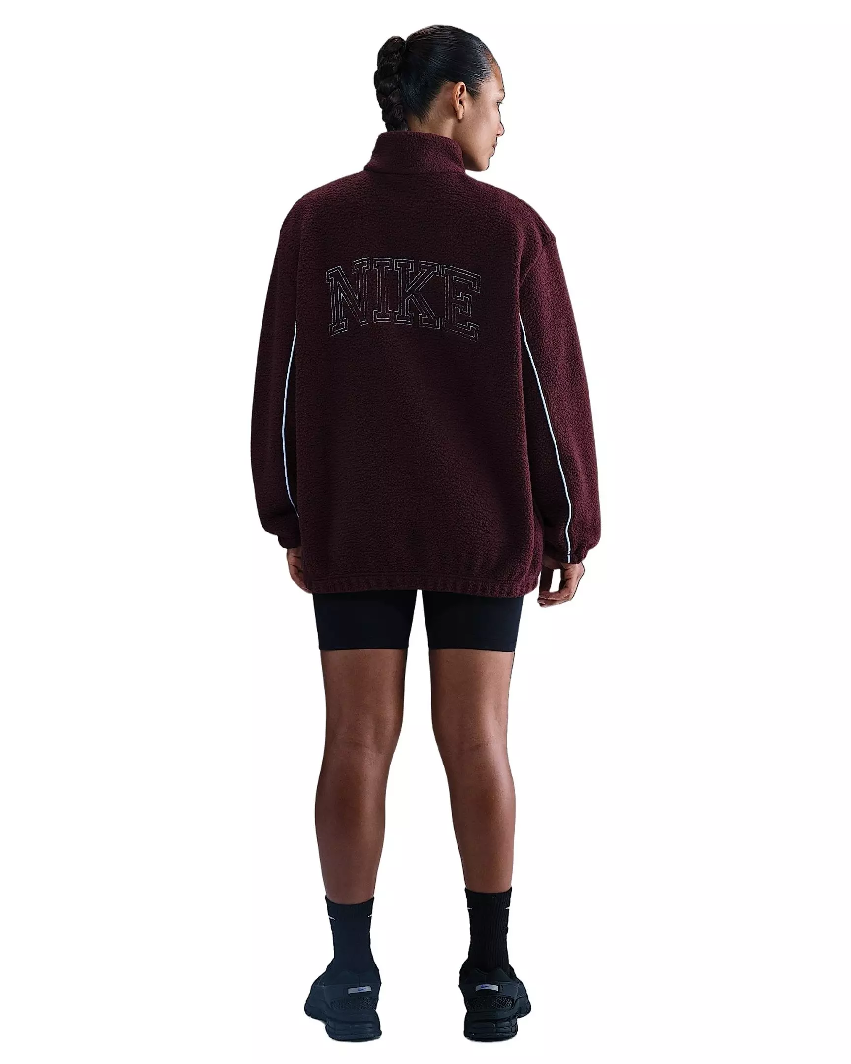 Nike Women's Sportswear Full-Zip High-Pile Fleece Jacket -Burgundy - BURGUNDY