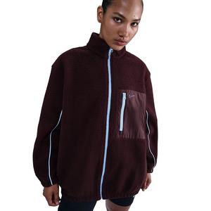 Nike Women's Sportswear Full-Zip High-Pile Fleece Jacket -Burgundy