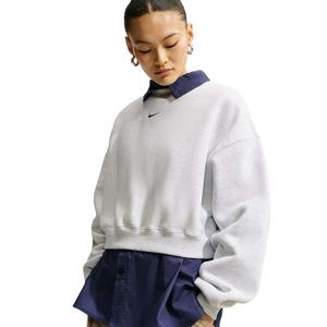 Nike Women's Studio Fleece Medium Weight Oversized Cropped Crewneck - Birch - BIRCH