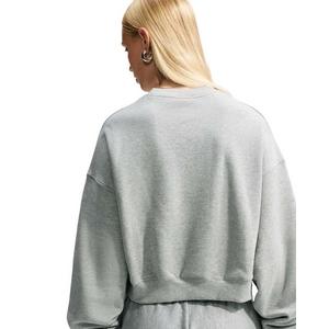 Nike Women's Studio Fleece Medium Weight Oversized Cropped Crewneck - Grey Heather - GREY HEATHER