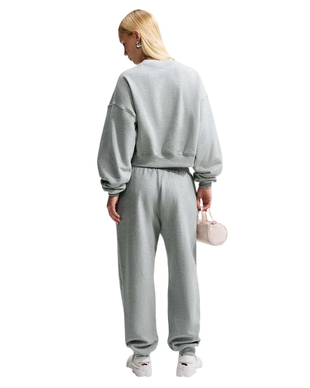 Nike Women's Studio Fleece Medium Weight Oversized Cropped Crewneck - Grey Heather - GREY HEATHER