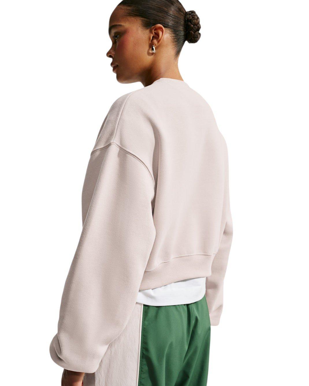Nike Women's Studio Fleece Medium Weight Oversized Cropped Crewneck - Cream - CREAM