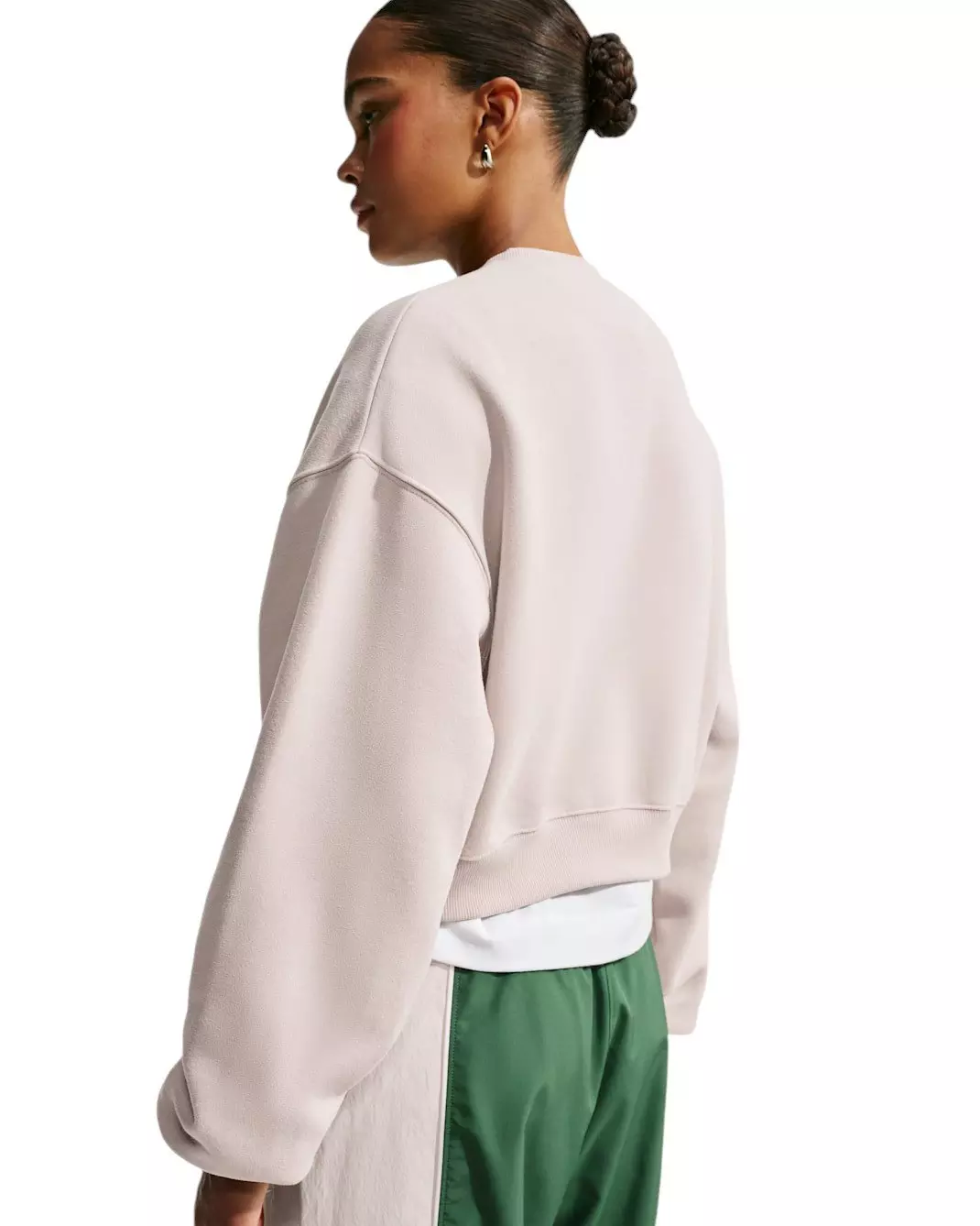 Nike Women's Studio Fleece Medium Weight Oversized Cropped Crewneck - Cream - CREAM