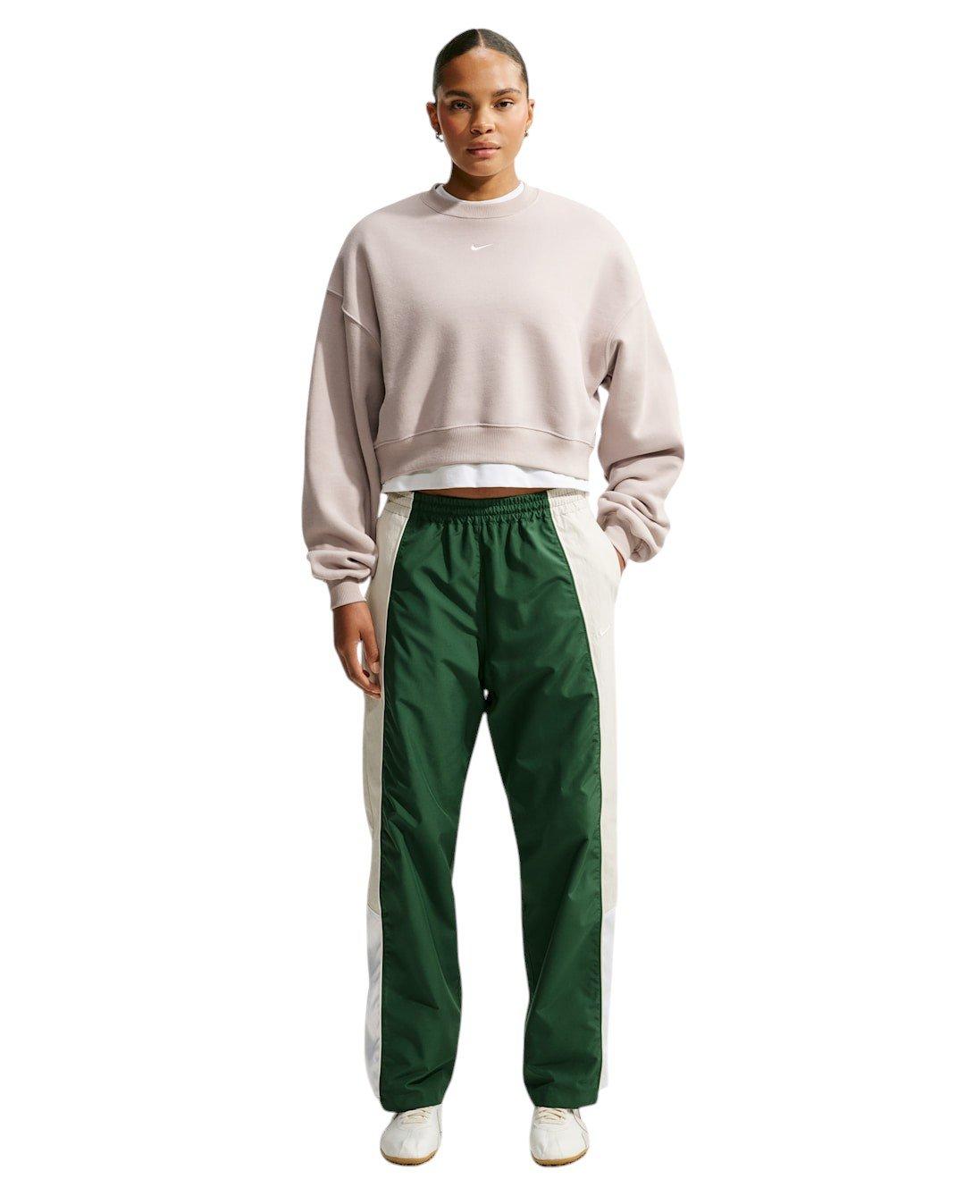 Nike Women's Studio Fleece Medium Weight Oversized Cropped Crewneck - Cream - CREAM