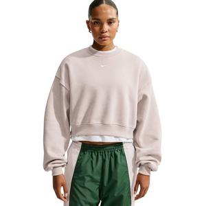 Nike Women's Studio Fleece Medium Weight Oversized Cropped Crewneck - Cream - CREAM
