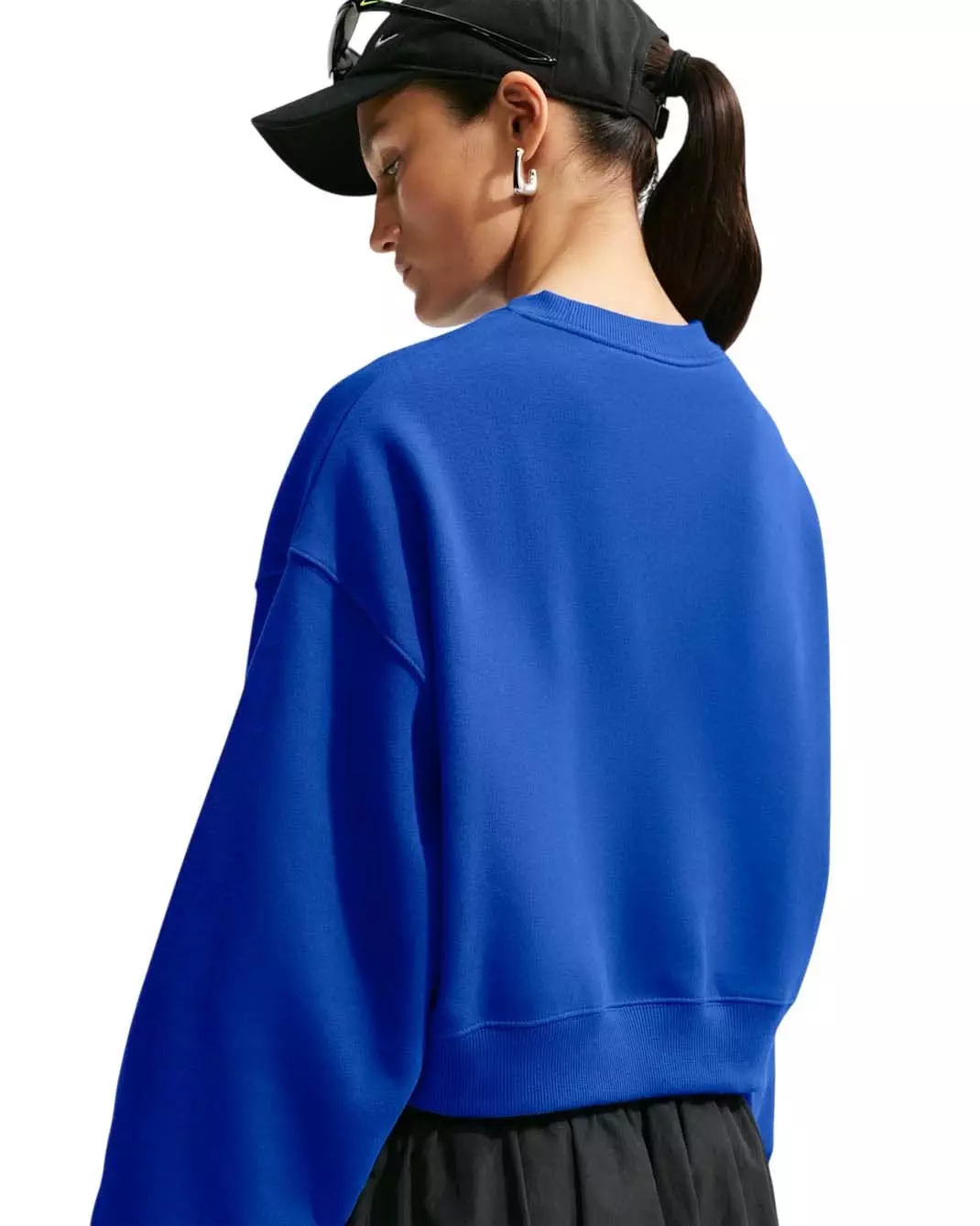 Nike Women's Studio Fleece Medium Weight Oversized Cropped Crewneck - Royal - ROYAL