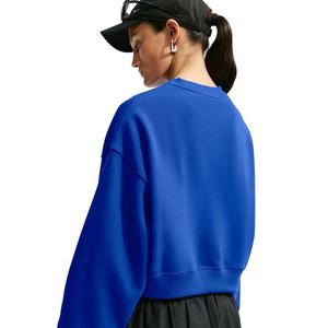 Nike Women's Studio Fleece Medium Weight Oversized Cropped Crewneck - Royal - ROYAL