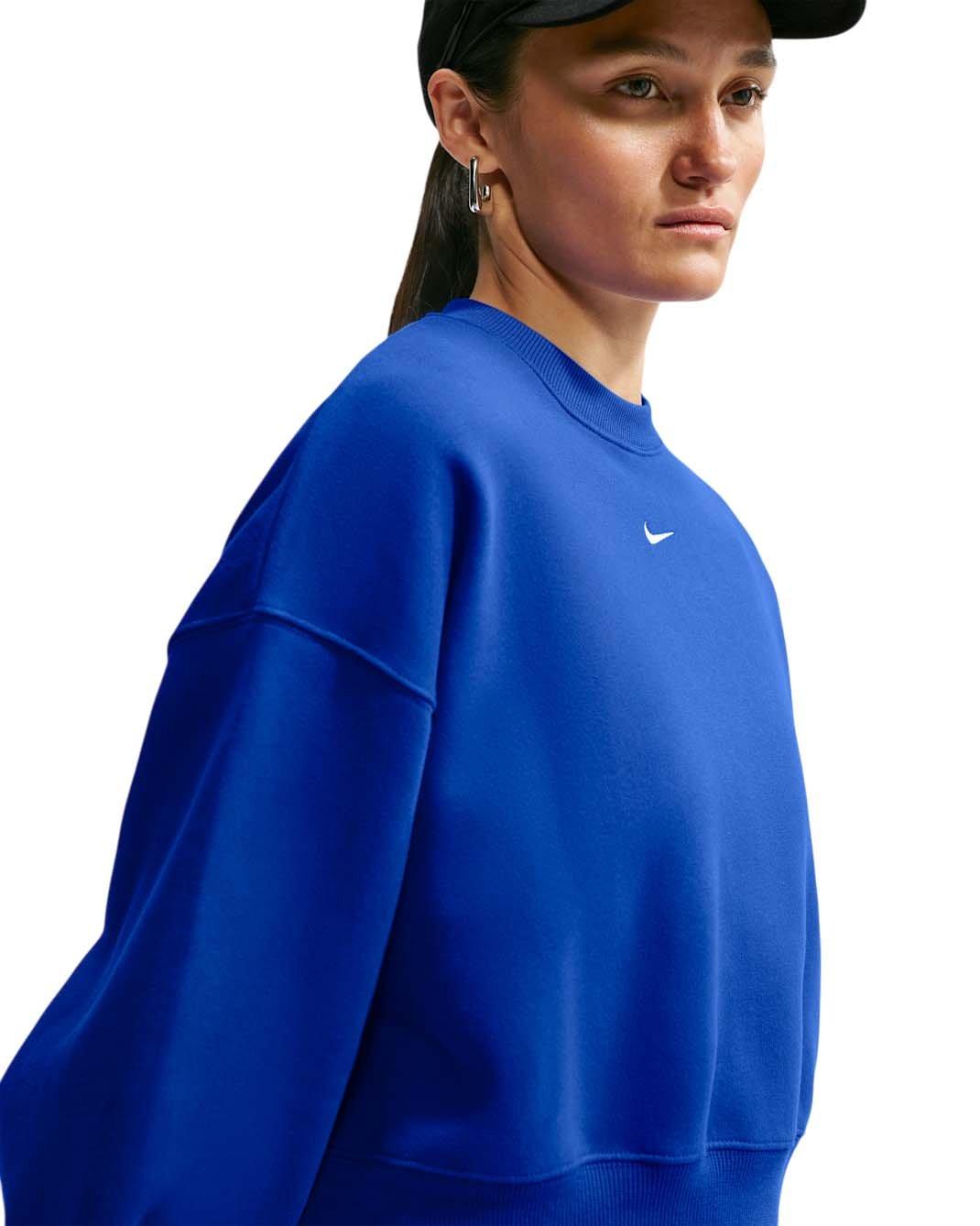 Nike Women's Studio Fleece Medium Weight Oversized Cropped Crewneck - Royal - ROYAL