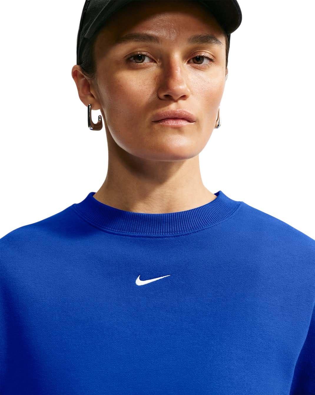 Nike Women's Studio Fleece Medium Weight Oversized Cropped Crewneck - Royal - ROYAL