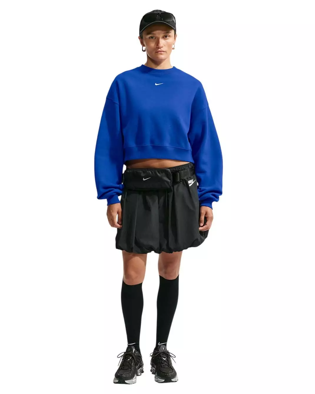 Nike Women's Studio Fleece Medium Weight Oversized Cropped Crewneck - Royal - ROYAL