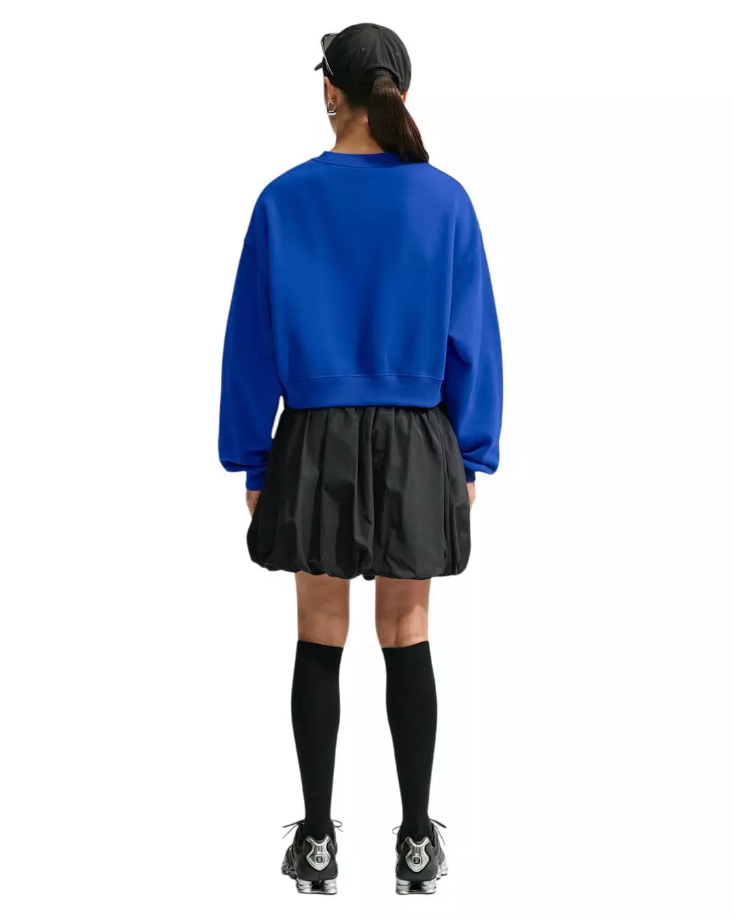Nike Women's Studio Fleece Medium Weight Oversized Cropped Crewneck - Royal - ROYAL