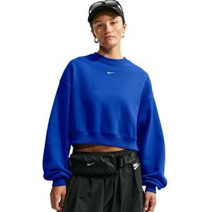 Nike Women's Studio Fleece Medium Weight Oversized Cropped Crewneck - Royal - ROYAL
