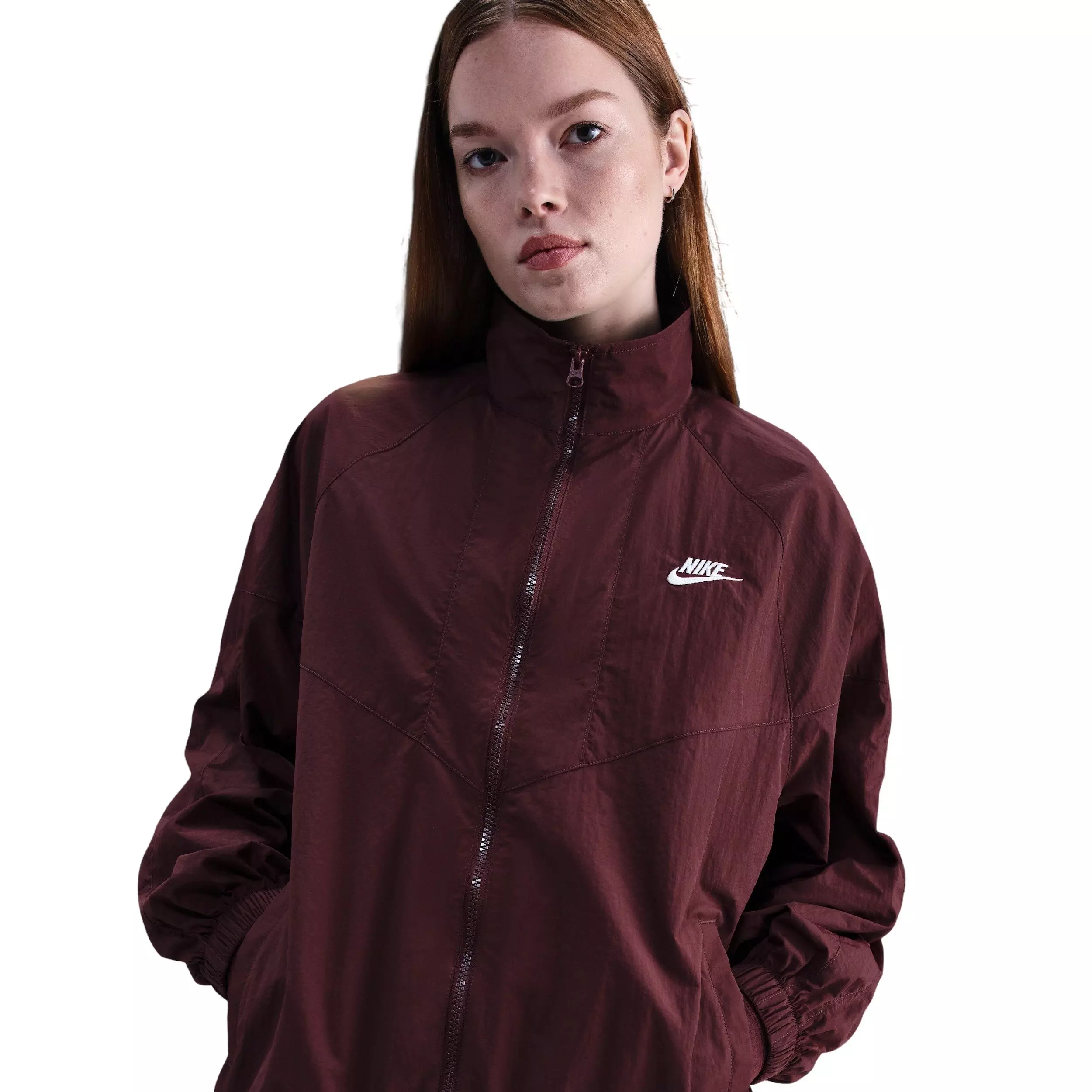 Nike Women's Sportswear Windrunner Oversized Jacket - Burgundy - BURGUNDY