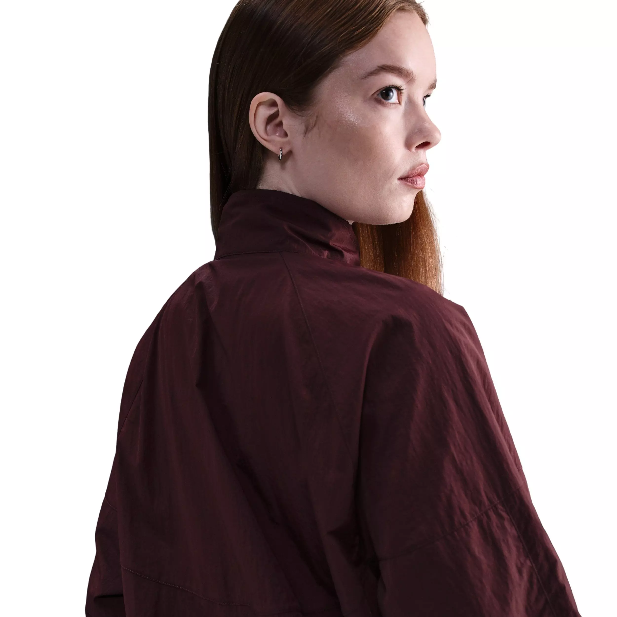 Nike Women's Sportswear Windrunner Oversized Jacket - Burgundy - BURGUNDY