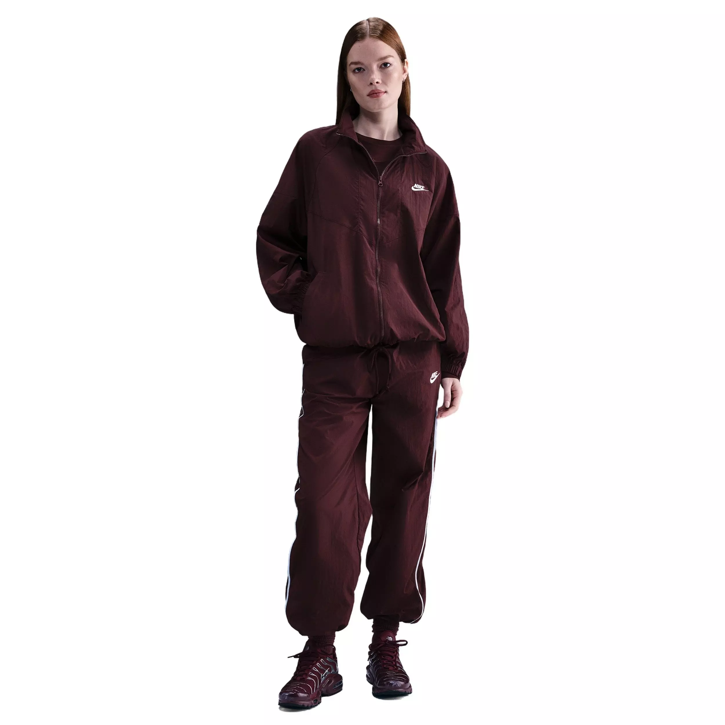 Nike Women's Sportswear Windrunner Oversized Jacket - Burgundy - BURGUNDY