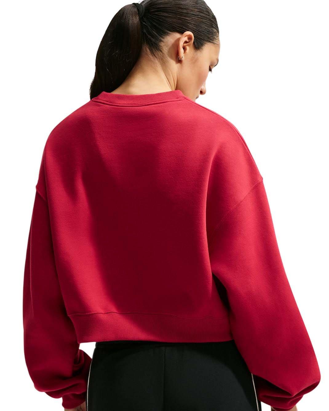 Nike Women's Studio Fleece Medium Weight Oversized Cropped Crewneck - Red - RED