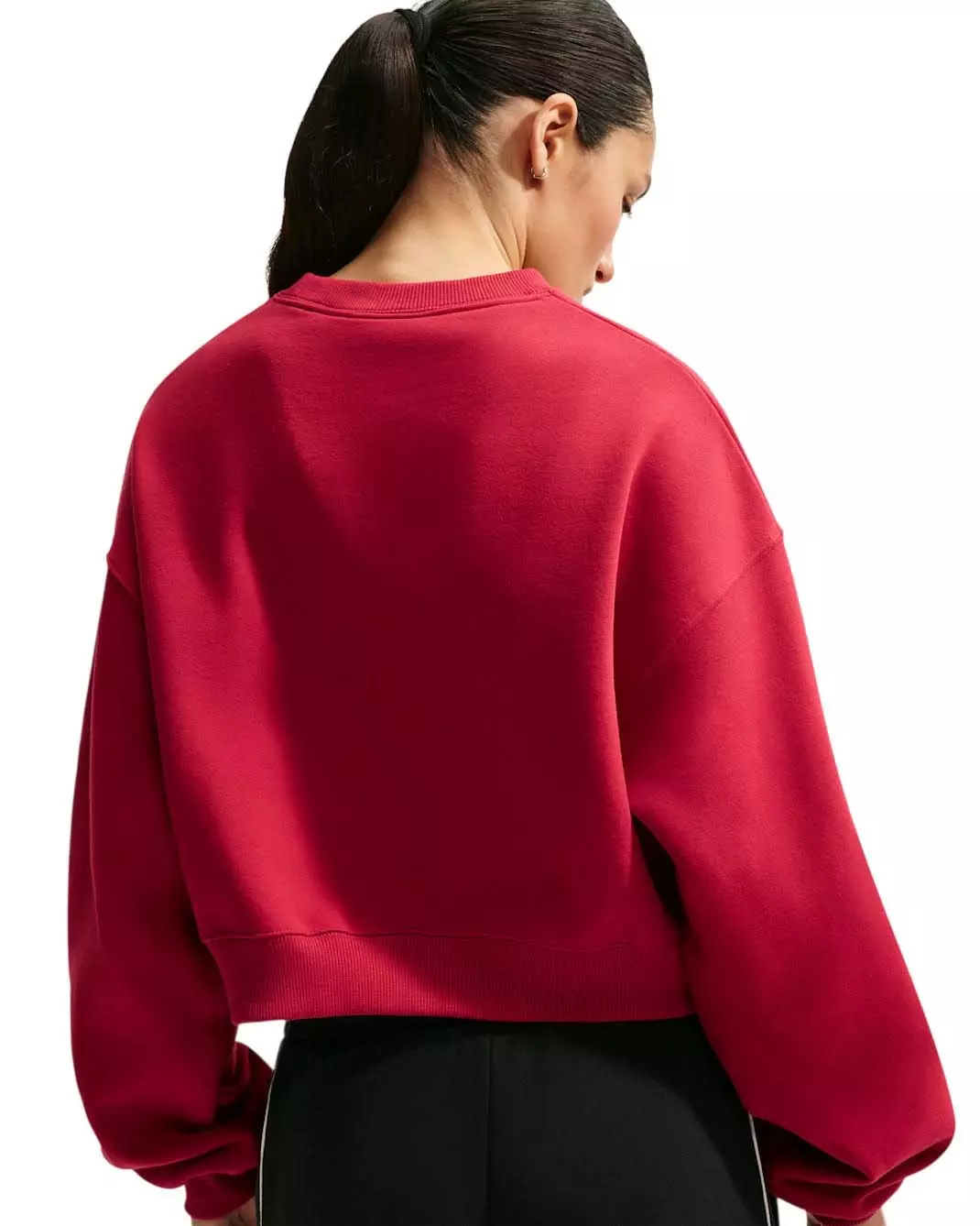 Nike Women's Studio Fleece Medium Weight Oversized Cropped Crewneck - Red - RED