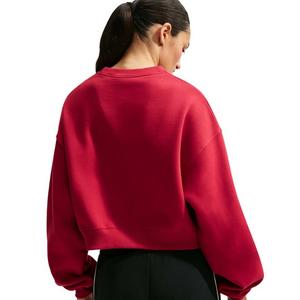 Nike Women's Studio Fleece Medium Weight Oversized Cropped Crewneck - Red - RED
