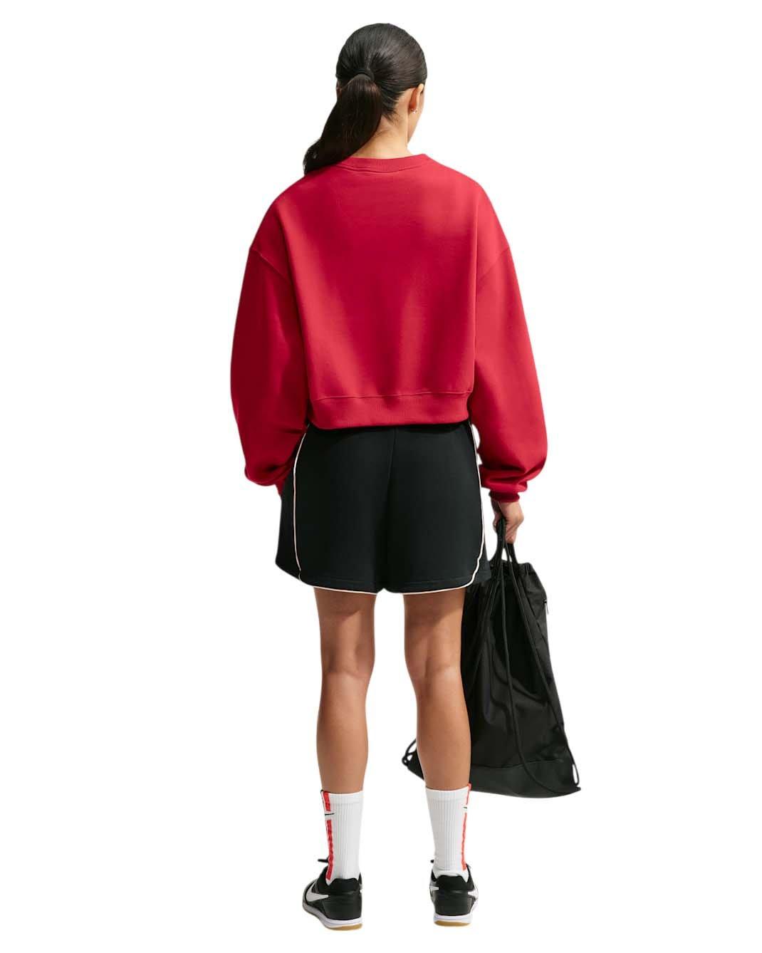 Nike Women's Studio Fleece Medium Weight Oversized Cropped Crewneck - Red - RED