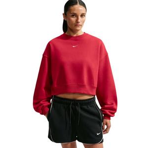 Nike Women's Studio Fleece Medium Weight Oversized Cropped Crewneck - Red - RED