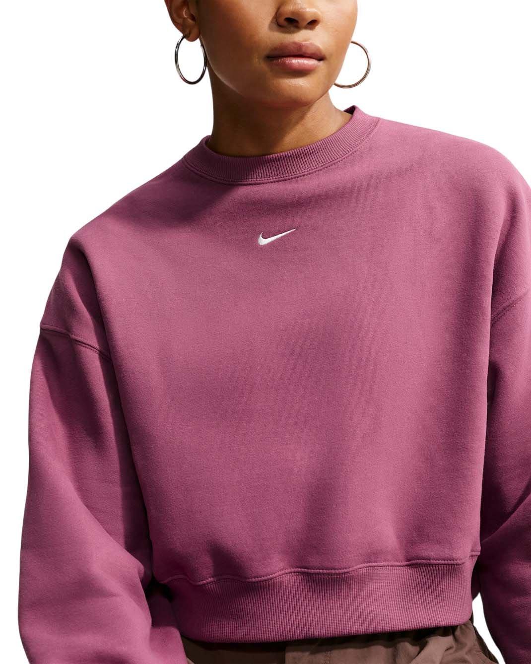 Nike Women's Studio Fleece Medium Weight Oversized Cropped Crewneck - Pink - PINK