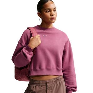 Nike Women's Studio Fleece Medium Weight Oversized Cropped Crewneck - Pink - PINK
