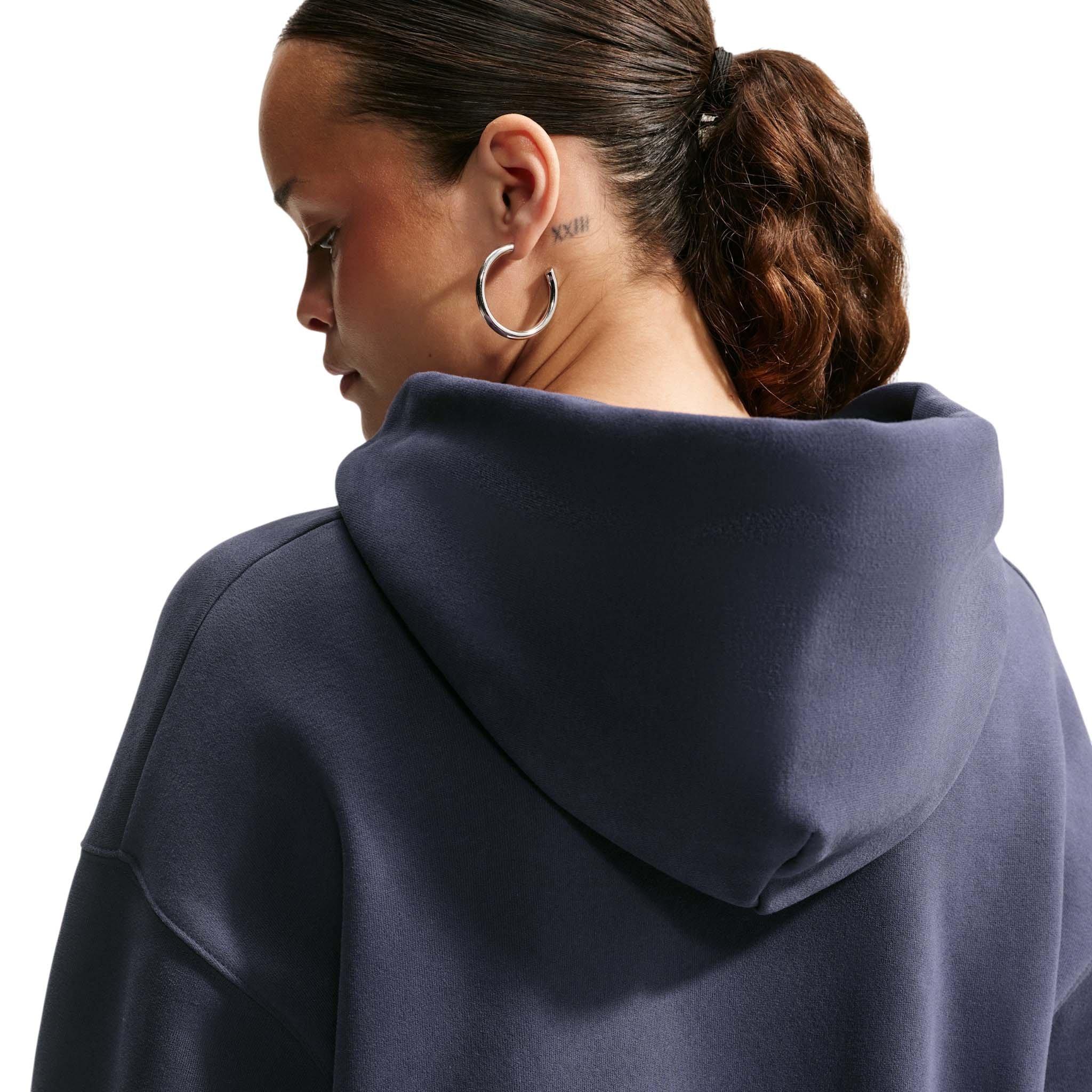 Nike Women's Studio Fleece Medium Weight Oversized Full-Zip Cropped Hooded Jacket - Grey - GREY