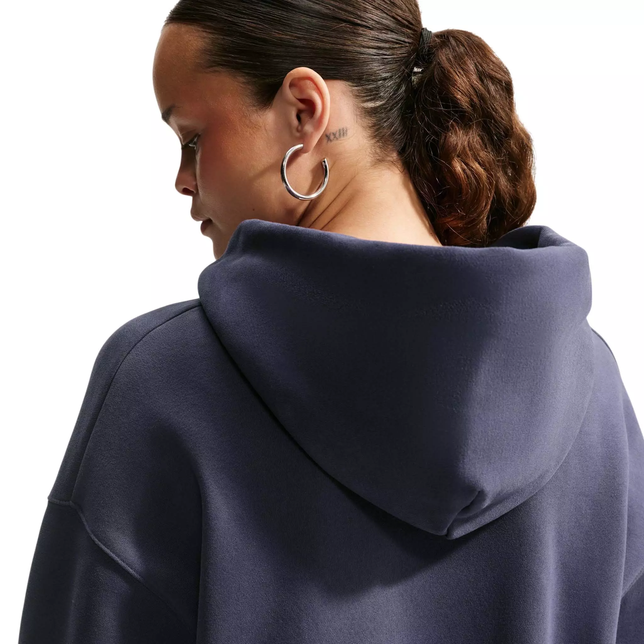 Nike Women's Studio Fleece Medium Weight Oversized Full-Zip Cropped Hooded Jacket - Grey - GREY