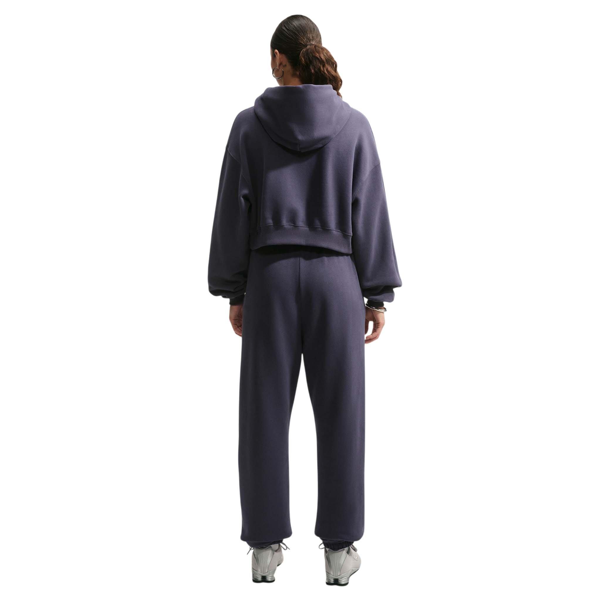 Nike Women's Studio Fleece Medium Weight Oversized Full-Zip Cropped Hooded Jacket - Grey - GREY