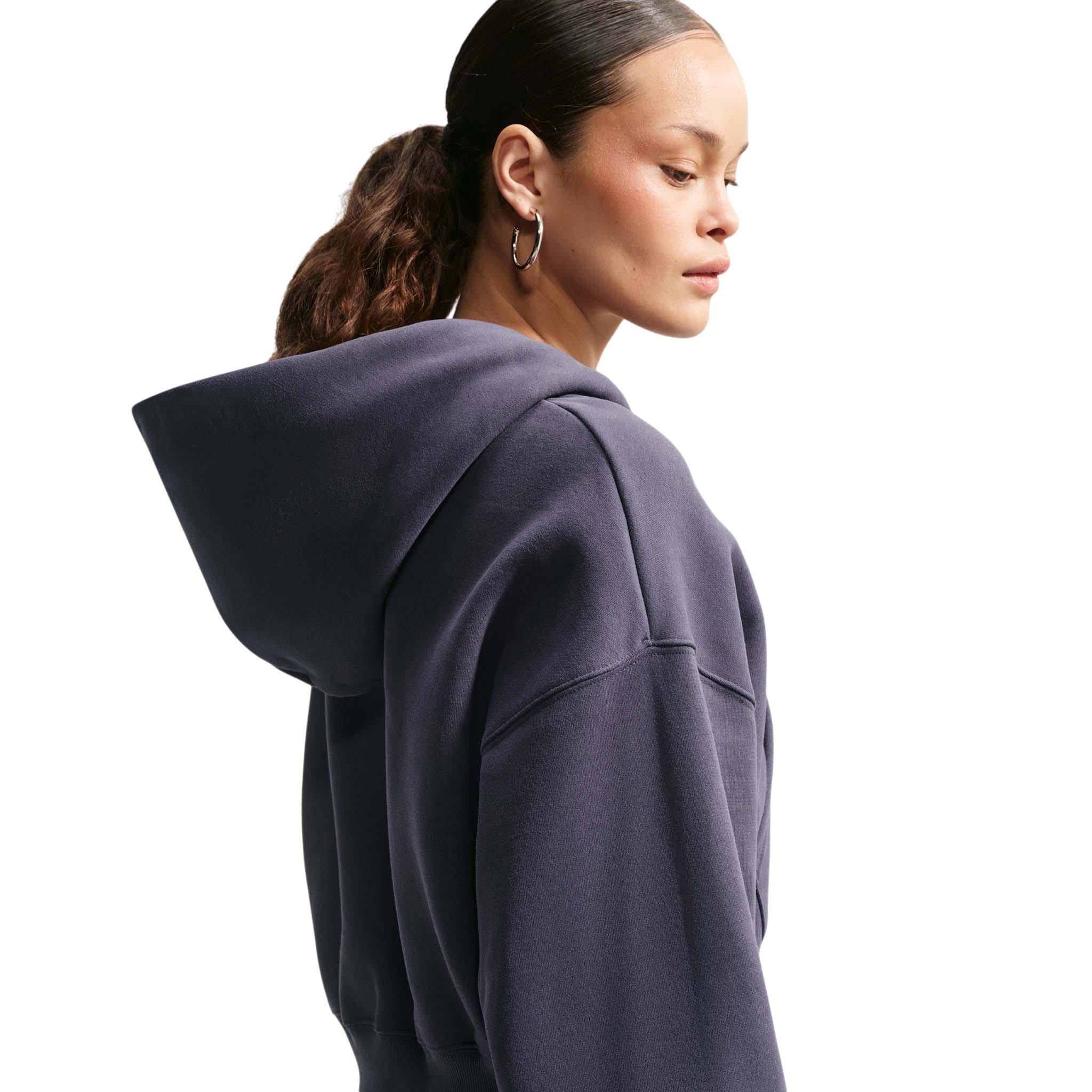 Nike Women's Studio Fleece Medium Weight Oversized Full-Zip Cropped Hooded Jacket - Grey - GREY