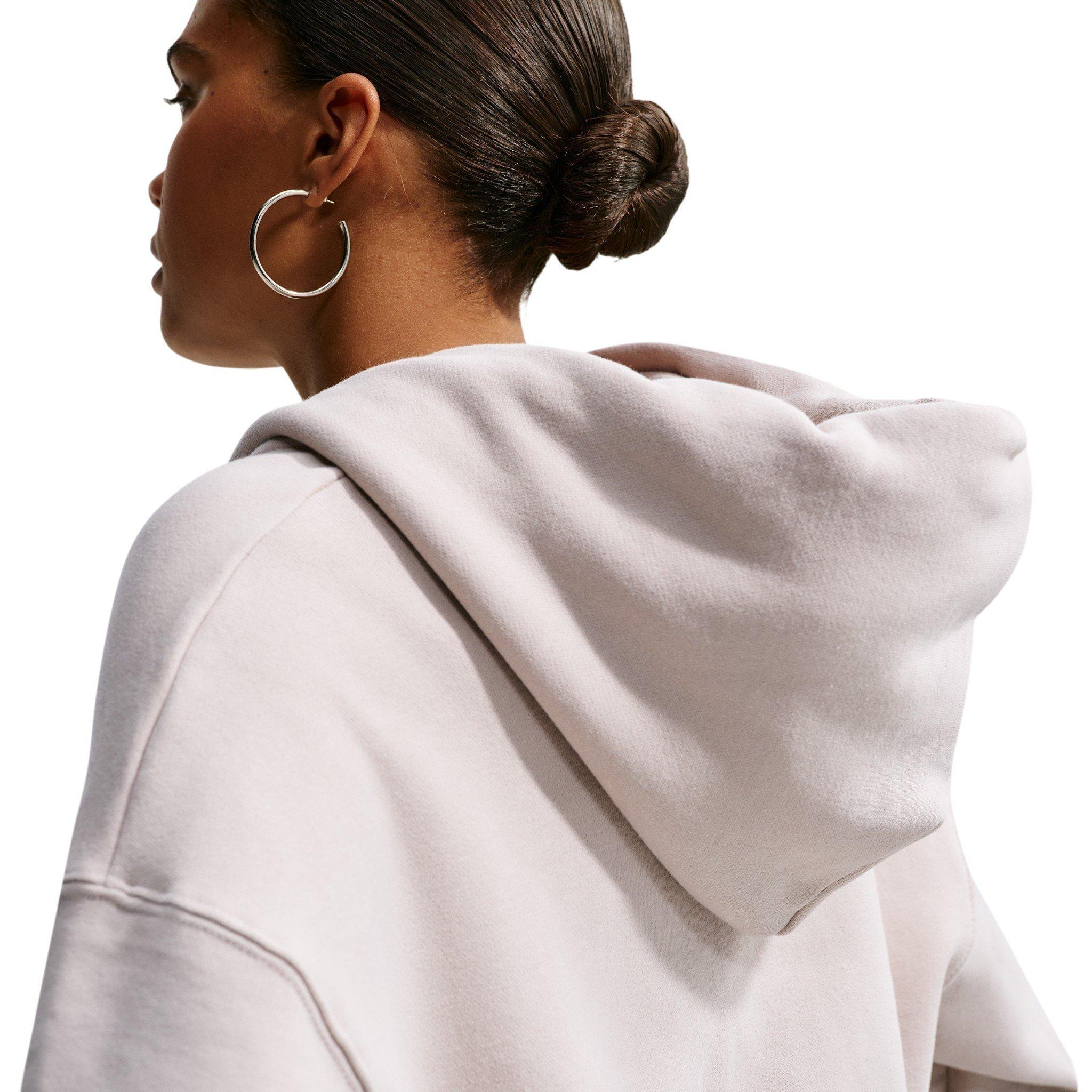 Nike Women's Studio Fleece Medium Weight Oversized Full-Zip Cropped Hooded Jacket - Cream - CREAM