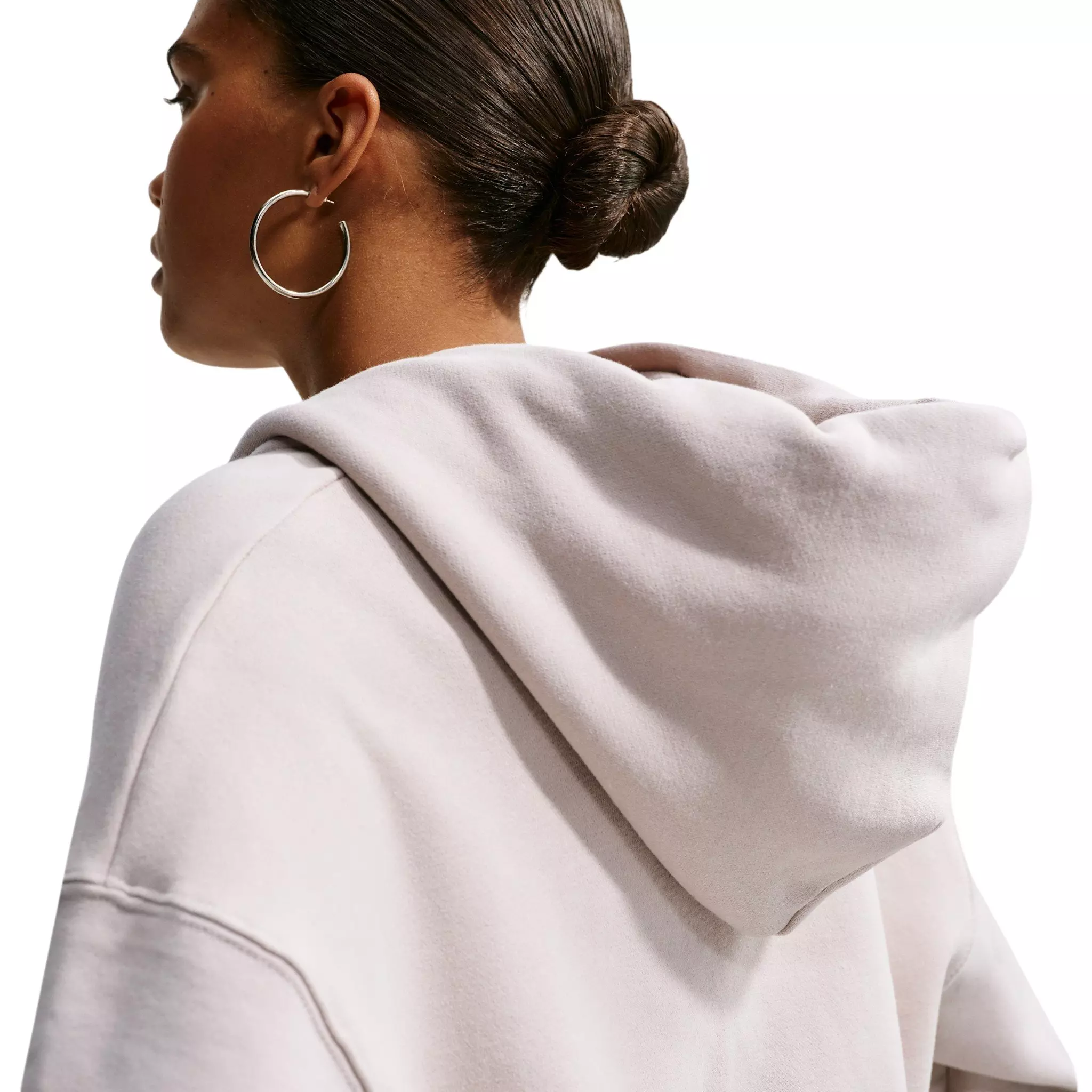 Nike Women's Studio Fleece Medium Weight Oversized Full-Zip Cropped Hooded Jacket - Cream - CREAM