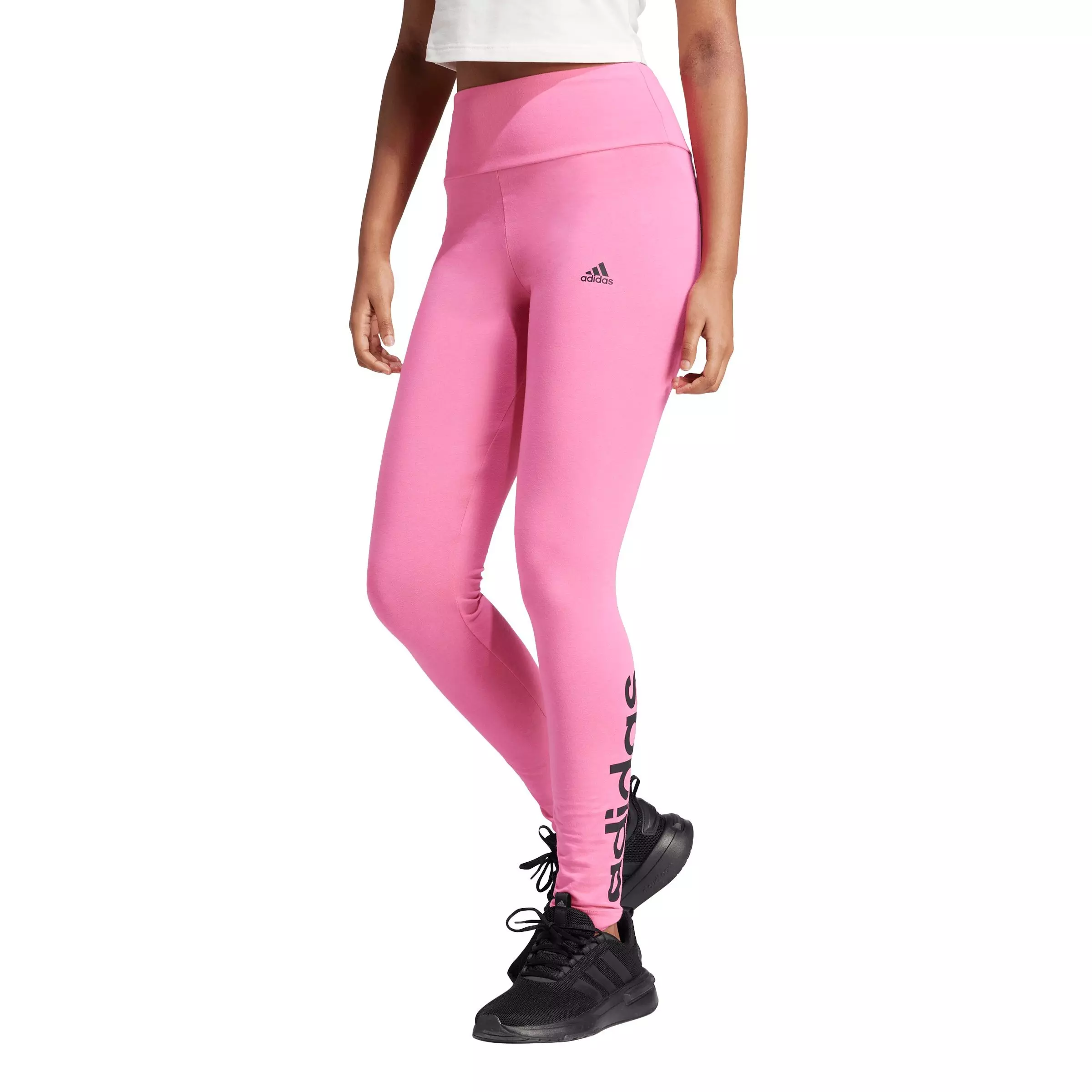 adidas Women's Essentials High-Rise Logo Leggings - Pink - PINK