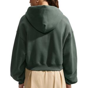 Nike Women's Studio Fleece Medium Weight Oversized Full-Zip Cropped Hooded Jacket - Green - GREEN
