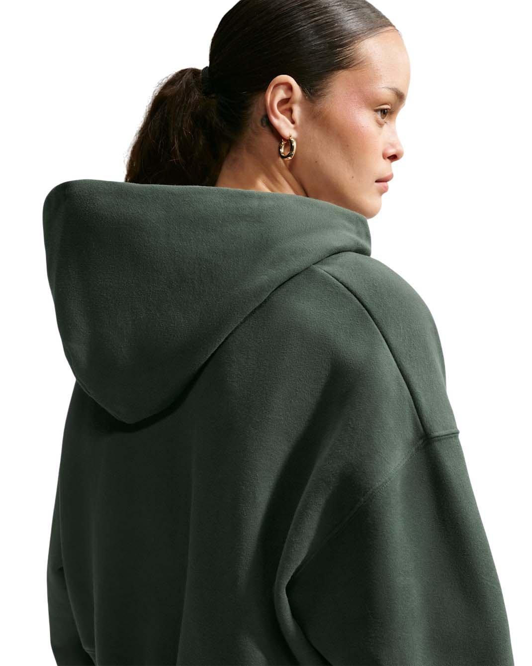 Nike Women's Studio Fleece Medium Weight Oversized Full-Zip Cropped Hooded Jacket - Green - GREEN Thumbnail View 4