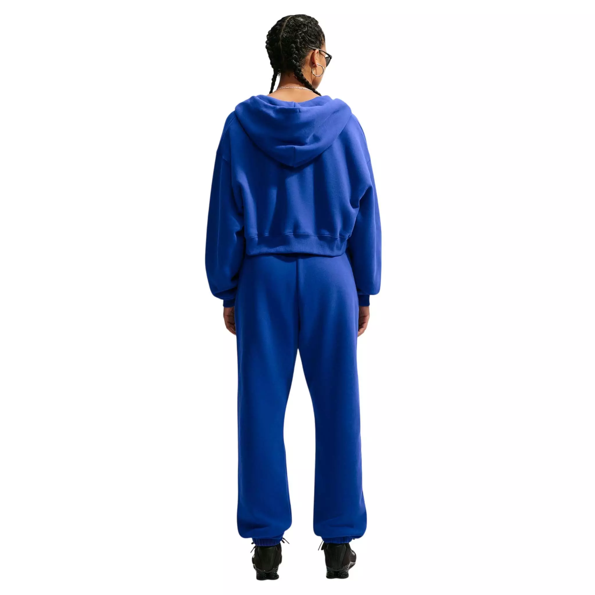 Nike Women's Studio Fleece Medium Weight Oversized Full-Zip Cropped Hooded Jacket - Royal - ROYAL