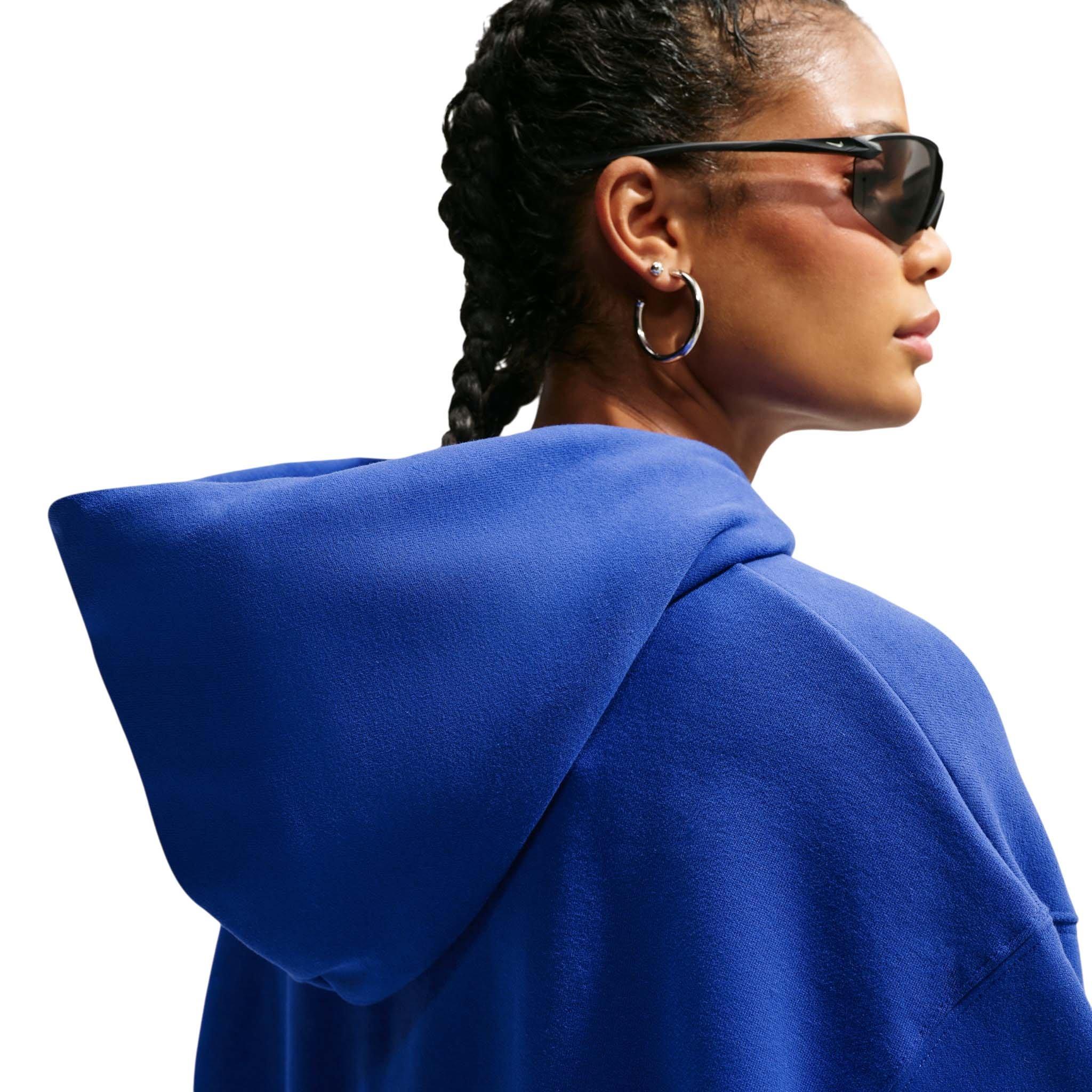 Nike Women's Studio Fleece Medium Weight Oversized Full-Zip Cropped Hooded Jacket - Royal - ROYAL