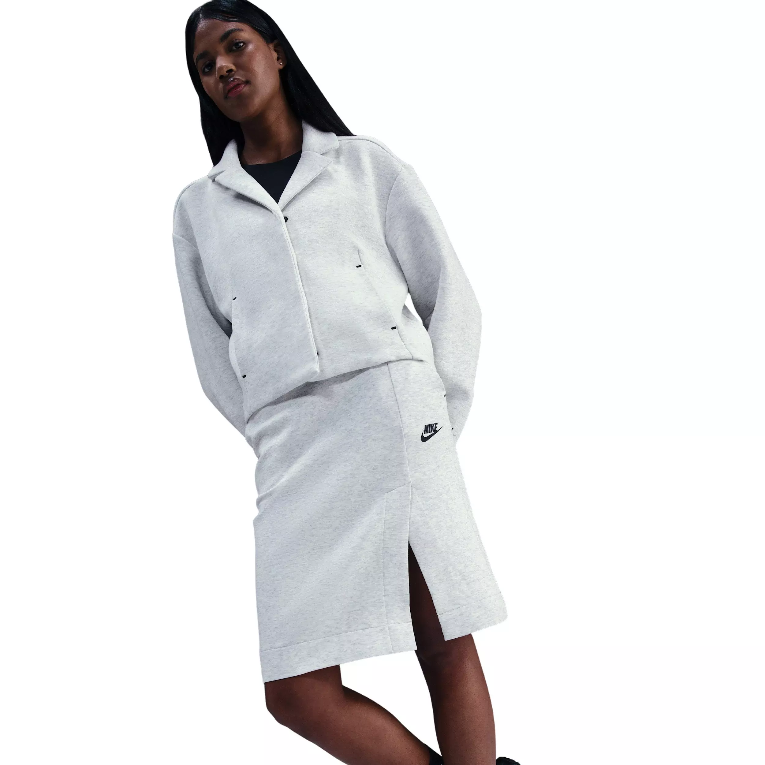 Nike Women's Sportswear Tech Fleece Skirt -Lt Grey - LT GREY