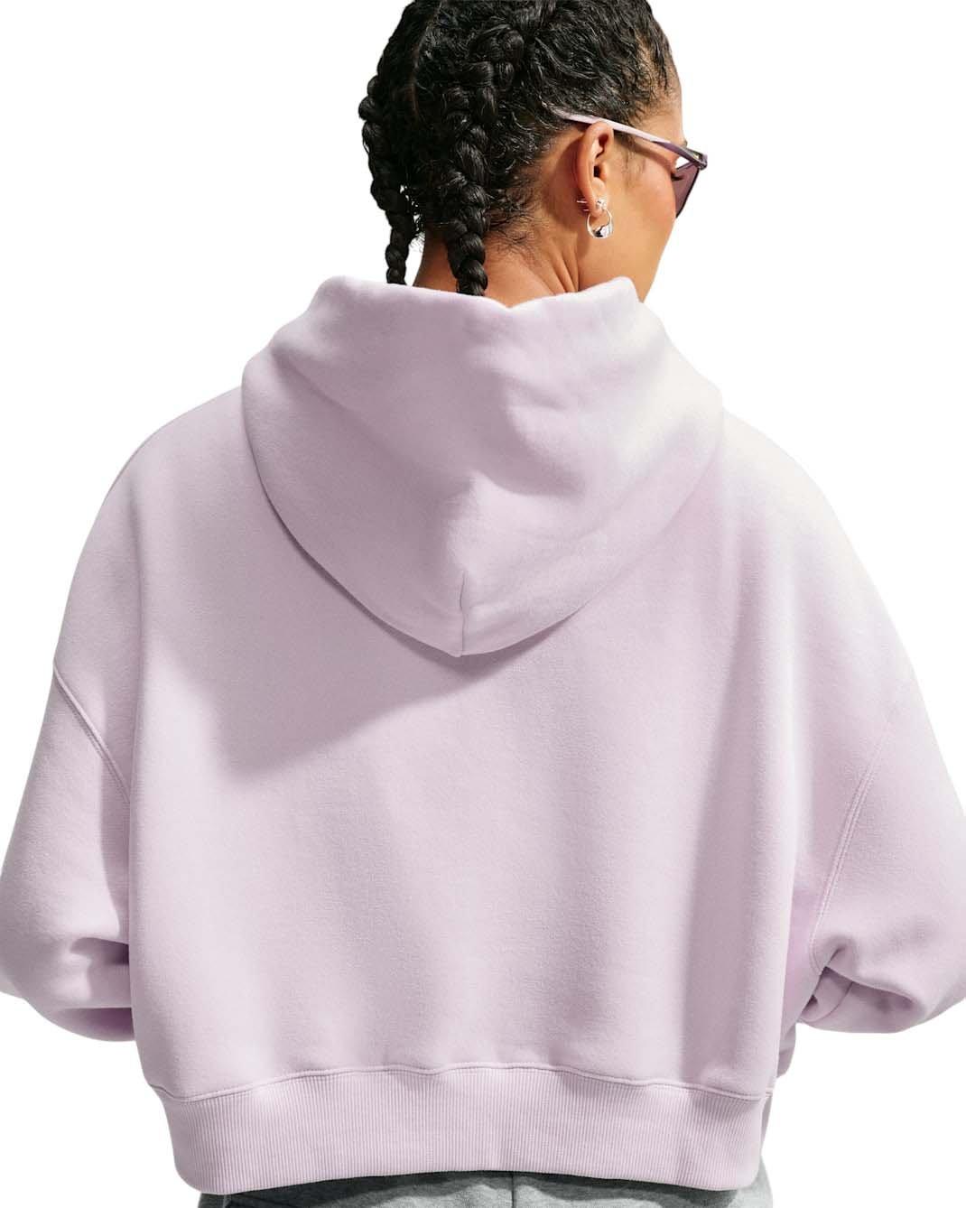 Nike Women's Studio Fleece Medium Weight Oversized Full-Zip Cropped Hooded Jacket - Lilac - LILAC