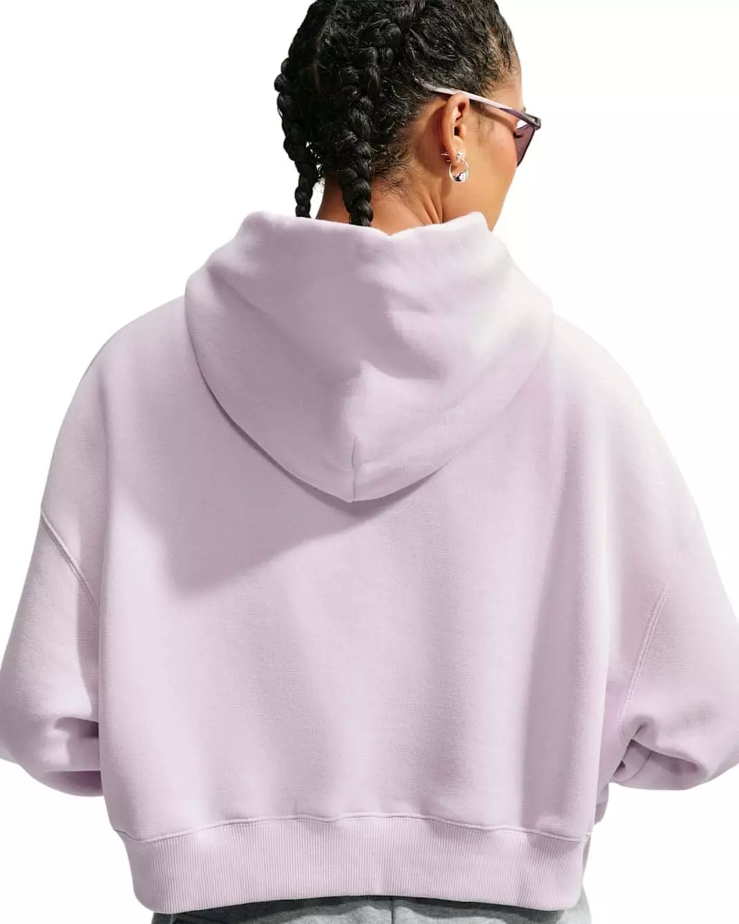 Nike Women's Studio Fleece Medium Weight Oversized Full-Zip Cropped Hooded Jacket - Lilac - LILAC