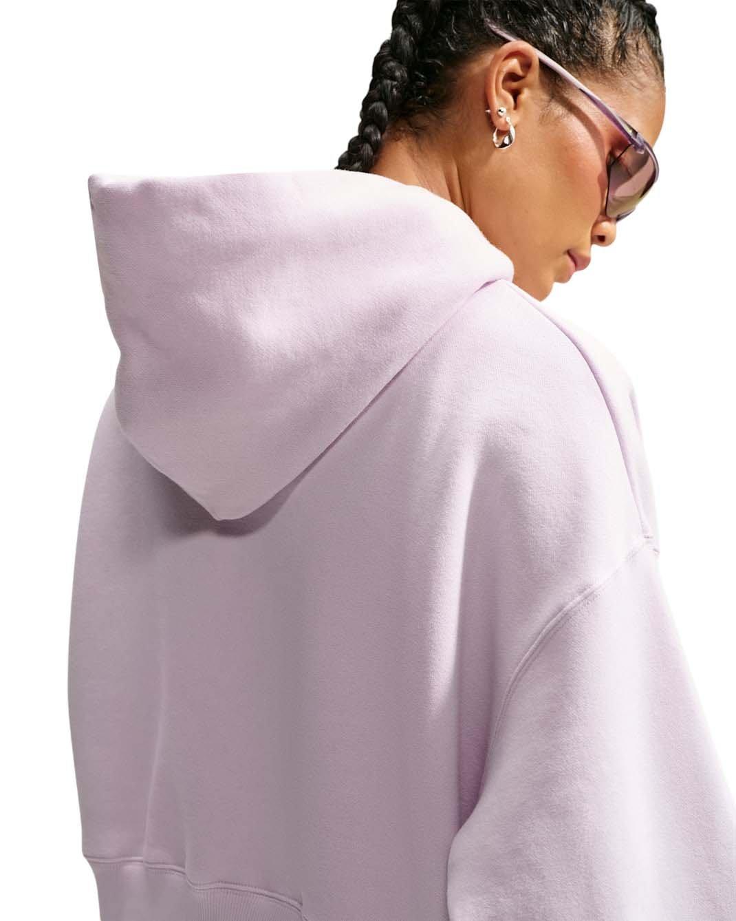 Nike Women's Studio Fleece Medium Weight Oversized Full-Zip Cropped Hooded Jacket - Lilac - LILAC