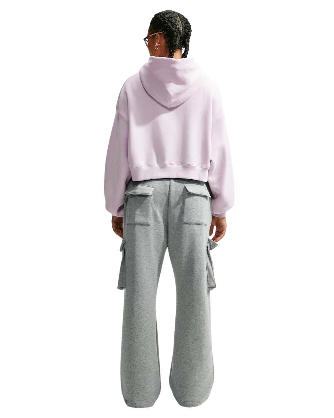 Nike Women's Studio Fleece Medium Weight Oversized Full-Zip Cropped Hooded Jacket - Lilac - LILAC