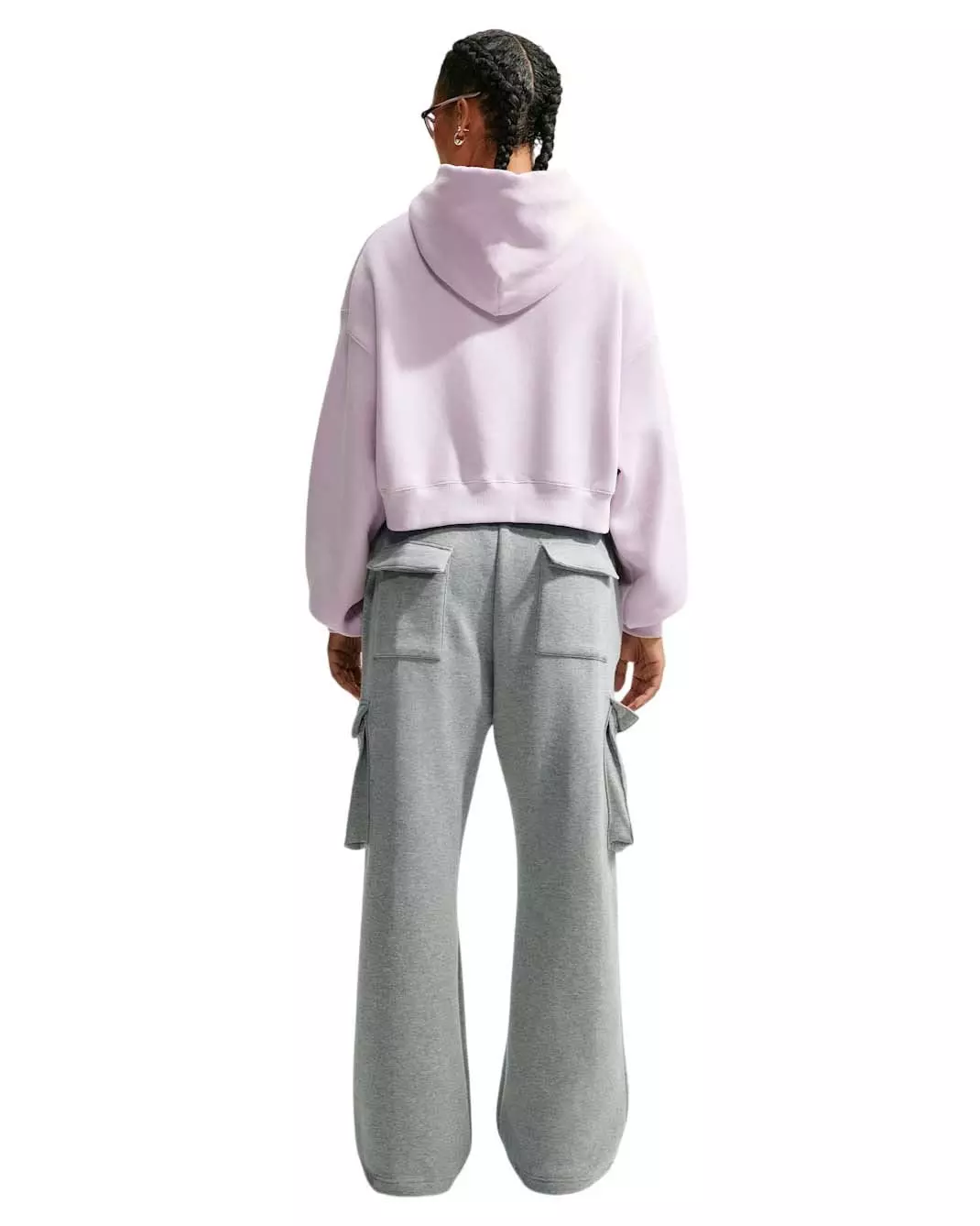 Nike Women's Studio Fleece Medium Weight Oversized Full-Zip Cropped Hooded Jacket - Lilac - LILAC
